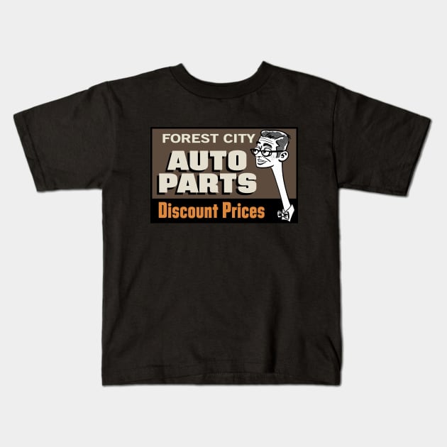 Forest City Auto Parts Kids T-Shirt by carcinojen